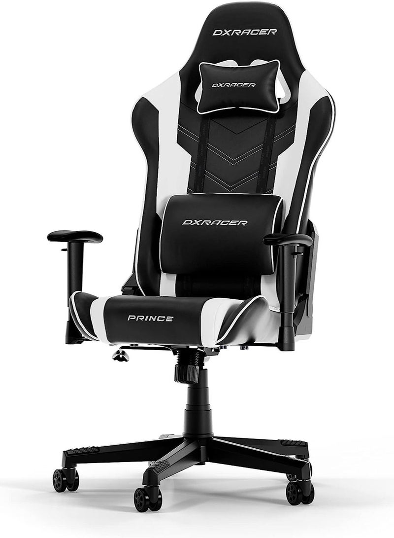 DXRacer Series P132 Gaming Chair, 1D Armrests with Soft Surface, Black and White | GC-P132-NW-F2-158