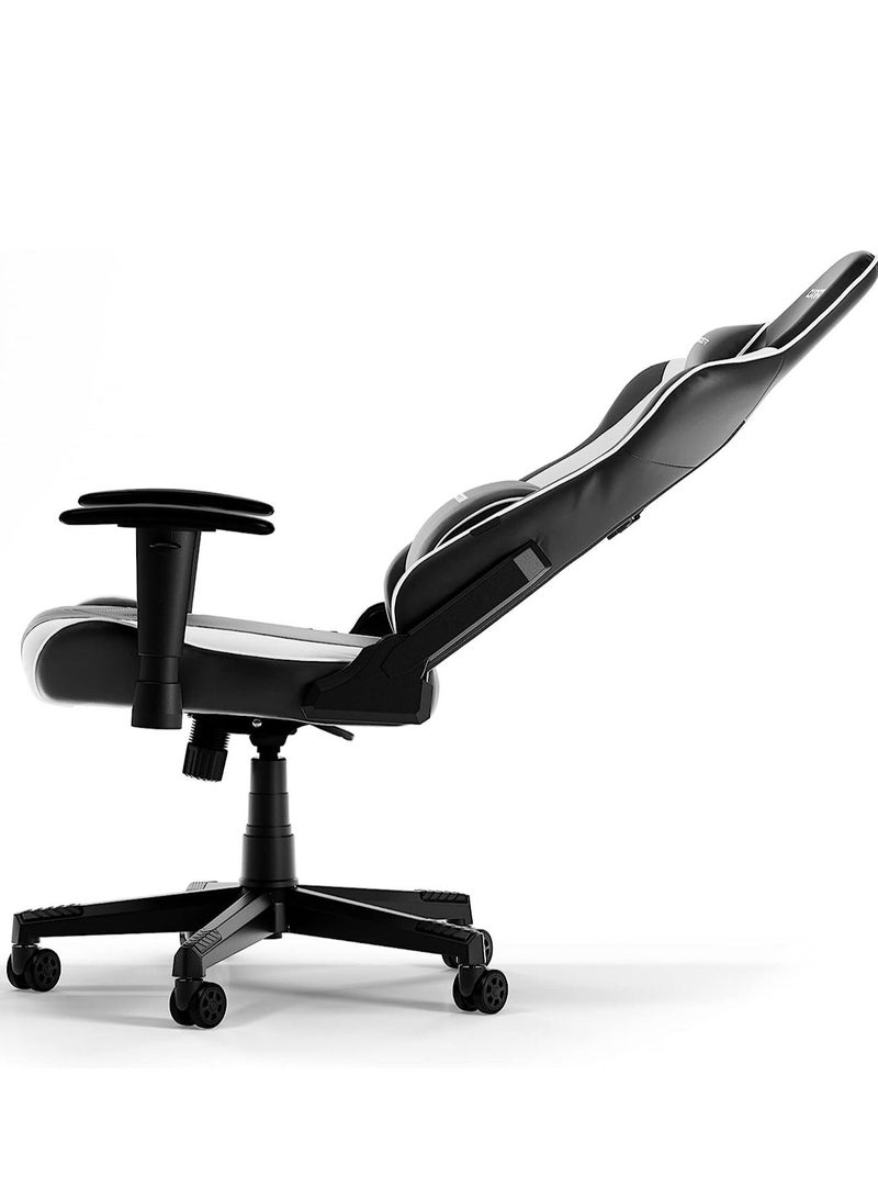 DXRacer Series P132 Gaming Chair, 1D Armrests with Soft Surface, Black and White | GC-P132-NW-F2-158