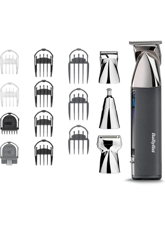 Men Super-X Metal Series 15 in 1 Multi Trimmer | 4x Cutting Heads With Unique Mag Fix System | Delivers 5 Hours Of Consistent Cordless Use | 100% Waterproof For Wet & Dry Use | 7200USDE Grey