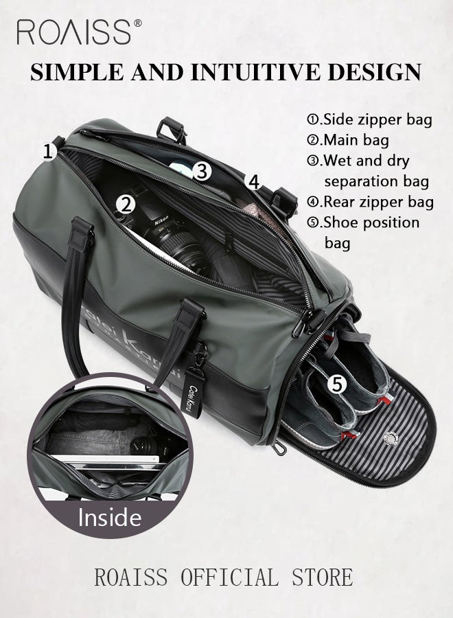 Large Capacity Portable Travel Duffle for Men and Unisex Multifunctional Business Shoulder Bag Gym Handbag with Side Shoe Pocket in Separation of Wet and Dry