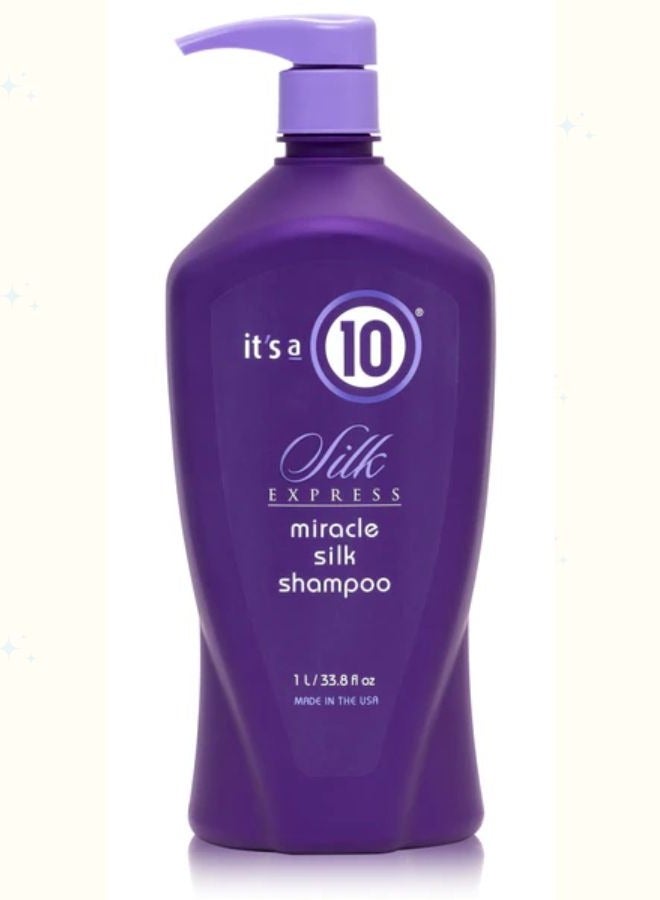Haircare Silk Express Miracle Silk Shampoo, Hair Softness and Luster, Silk Protein Benefits, Heat Damage Protection, Smooth and Manageable Hair, 33.8 fl. Oz