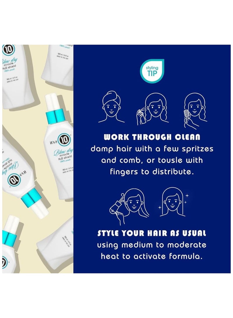 Blow Dry Miracle H20 Shield Spray 180ml, Humidity and frizz protection, Hair shaft strengthening, Color fading defense, Next-day style touch-ups