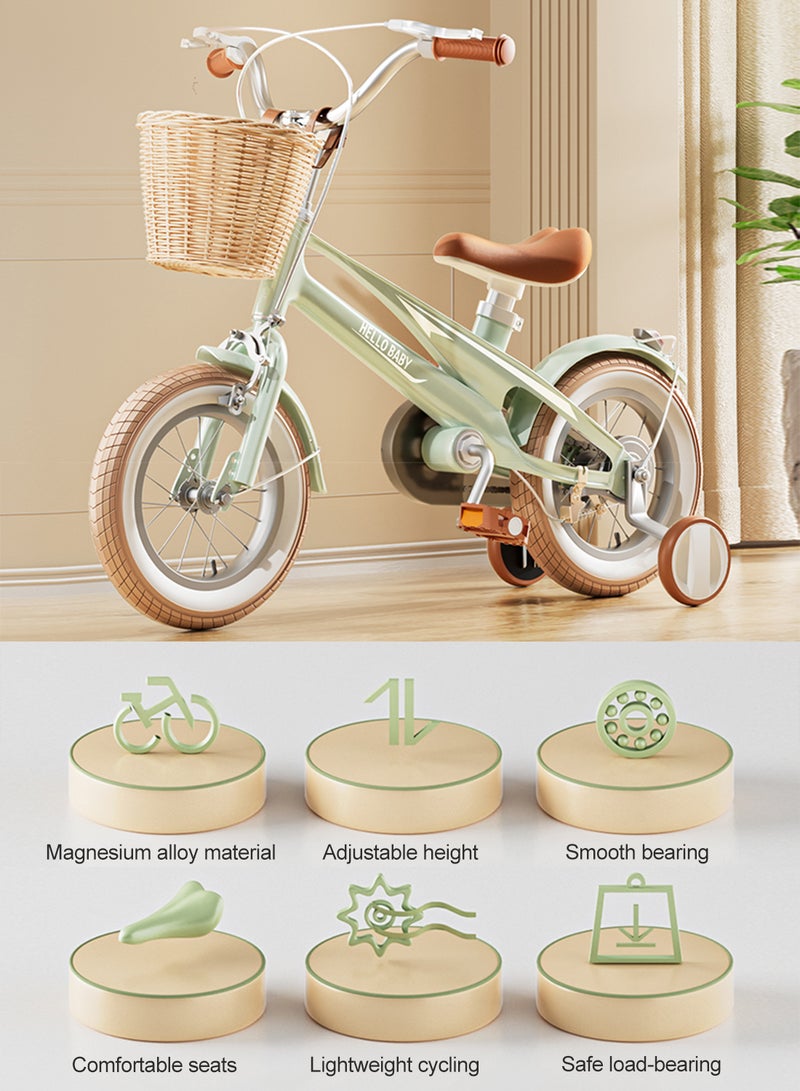 12 Inch Kids Bike High Carbon Steel Kids' Bike Children's Bicycle For 2-5 Years Old Girls And Boys With Training Wheels Wear-Resistant Tires Sensitive Handbrake Safe and Stable