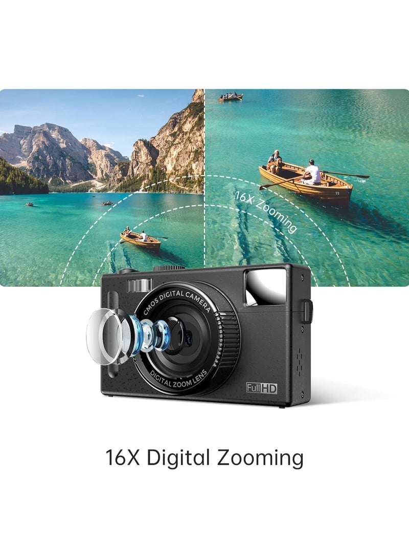1080P Compact Digital Camera Video Camcorder 48MP 3.0 Inch TFT LCD Screen Auto Focus 16X Digital Zoom