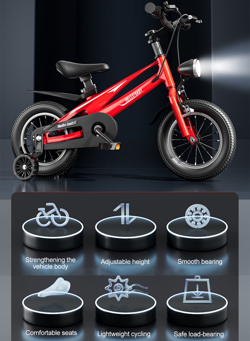 16 Inch Kids Bike High Carbon Steel Kids' Bike Children's Bicycle For 5-7 Years Old Girls And Boys With Training Wheels Wear-Resistant Tires Sensitive Handbrake Safe and Stable