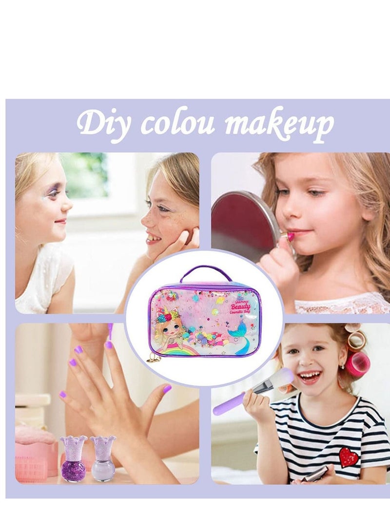 29 Pcs Kids Makeup Kit for Girls, Washable Makeup Set Toy with Real Cosmetic Case, Safe & Non Toxic Cosmetic Toy for Little Girl, Pretend Play Makeup Beauty Set Birthday Toys Gift for 5+Years Old Kid