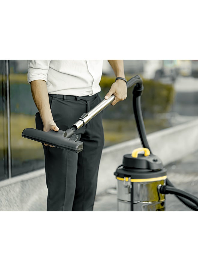 Wet and Dry Vacuum Cleaner | 1200W Stainless Steel Drum Tank with Powerful Copper Motor |Comfortable Handle, Rolling wheels with Easy Parking Nozzle & Dust Full Indicator 23 L 1200 W GVC19012 Silver/Black/Yellow