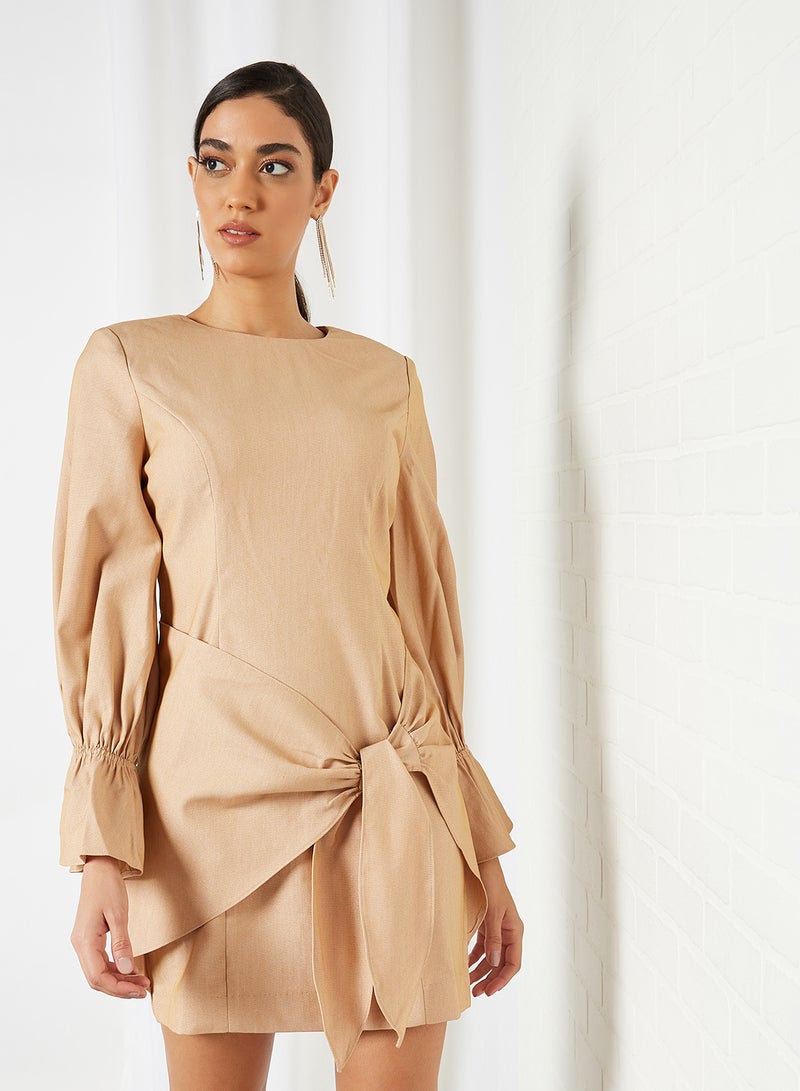 Knotted Mini Dress Camel