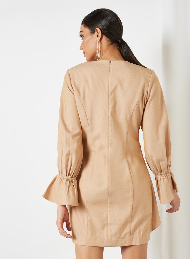 Knotted Mini Dress Camel