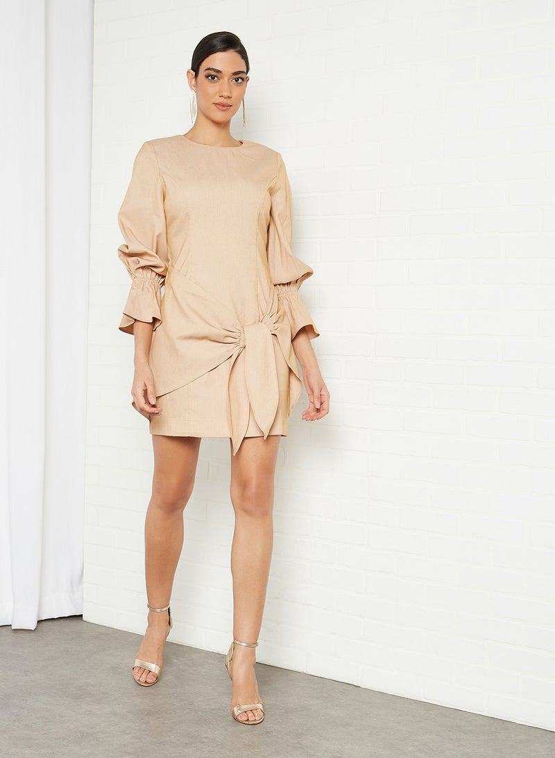 Knotted Mini Dress Camel