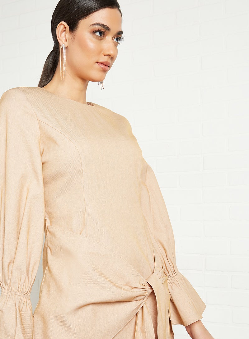 Knotted Mini Dress Camel