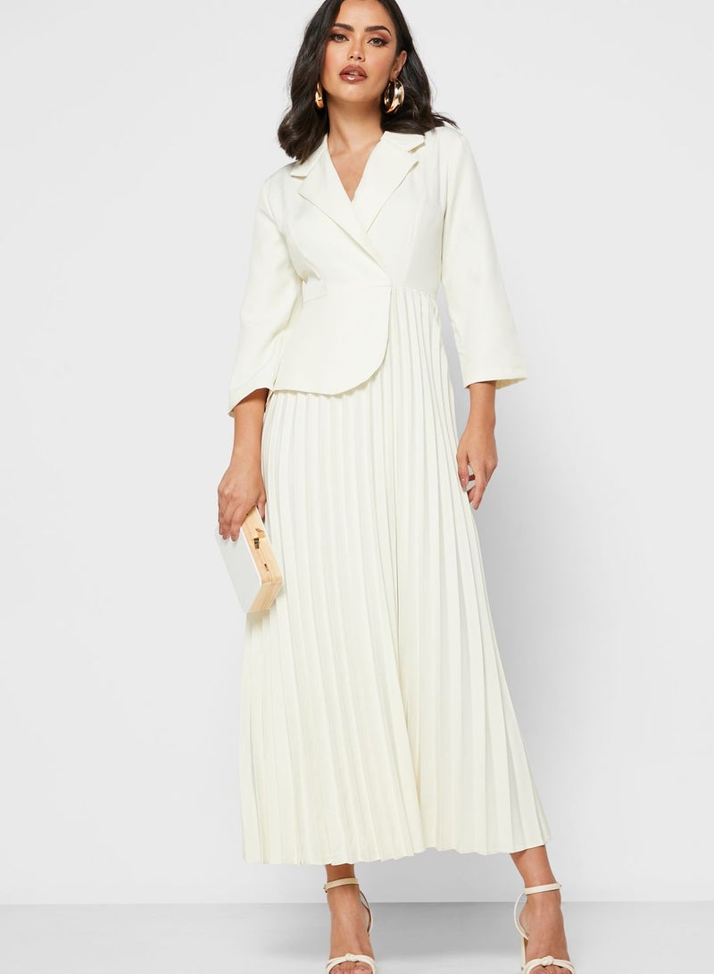 Pleated Blazer Dress