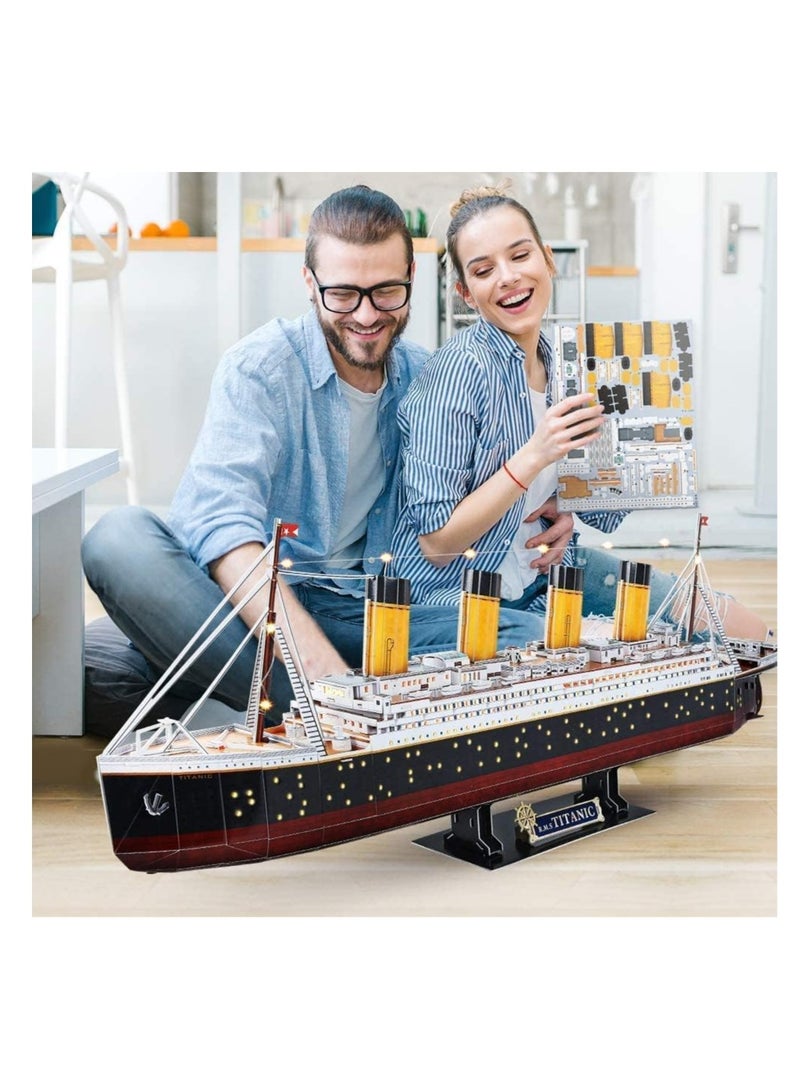 Titanic 3D LED Puzzle 88cm - 266-Piece Model Boat Kit for Adults and Teens - Ideal for Birthdays, Christmas, and Anniversary Gifts