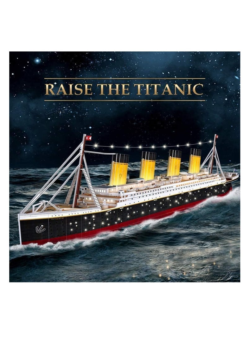 Titanic 3D LED Puzzle 88cm - 266-Piece Model Boat Kit for Adults and Teens - Ideal for Birthdays, Christmas, and Anniversary Gifts