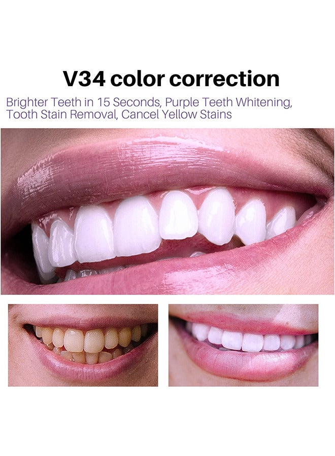 Purple Teeth Whitening Mousse, Dental Color Corrector Foam, Yellow Stain Removal for Teeth, Purple Toothpaste for Teeth Whitening, Teeth Whitening Kit for Sensitive Teeth 50ML