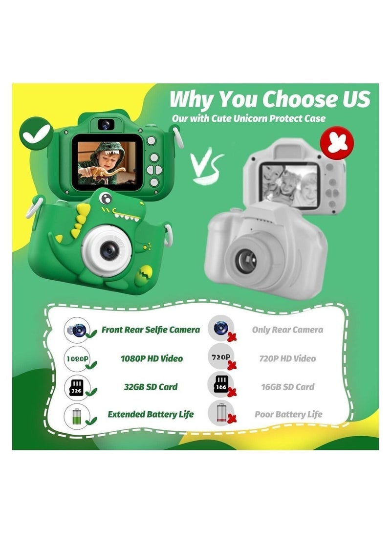 Camera for Kids Kids Digital Camera 1080P HD Video with 32GB SD Card/2 Inch IPS Screen Selfie Birthday Toy Gifts