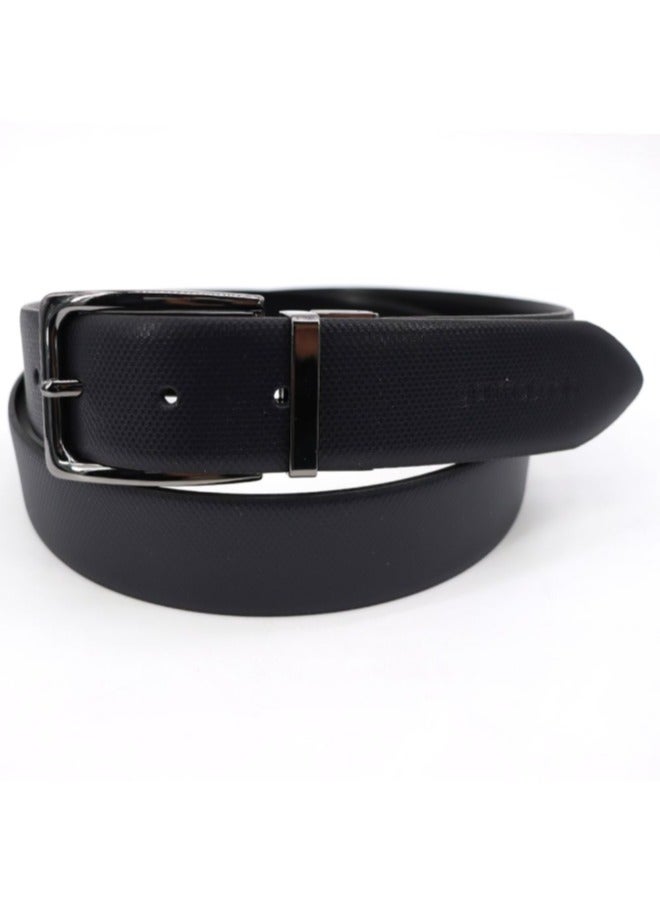 Gai Mattiolo Men’s Reversible Leather Belt – Double-Face Black/Brown or Black/Blue – 35mm Wide Italian Calf Leather Belt