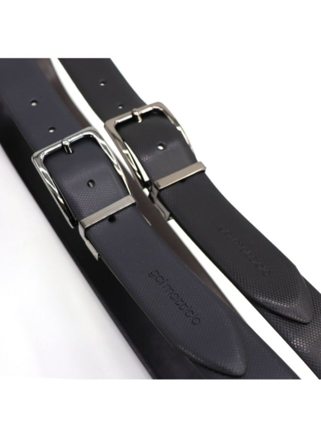 Gai Mattiolo Men’s Reversible Leather Belt – Double-Face Black/Brown or Black/Blue – 35mm Wide Italian Calf Leather Belt