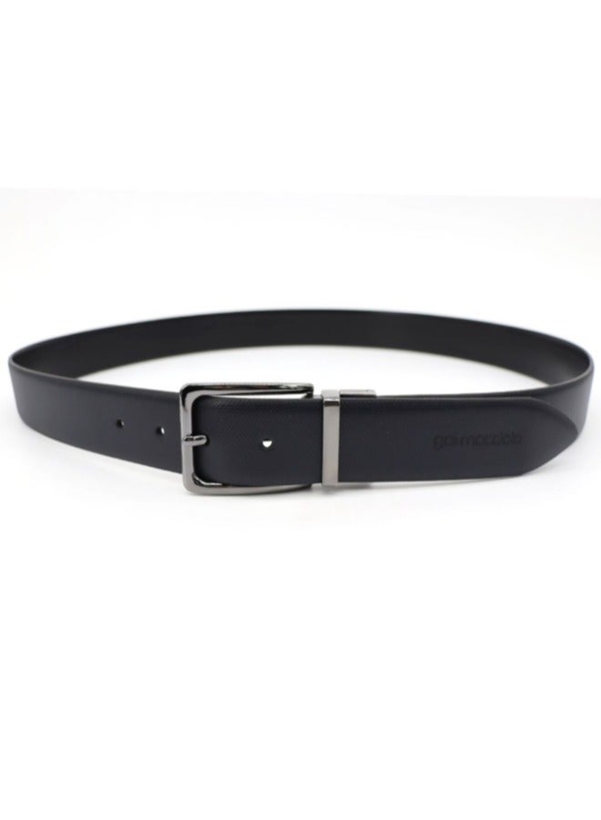 Gai Mattiolo Men’s Reversible Leather Belt – Double-Face Black/Brown or Black/Blue – 35mm Wide Italian Calf Leather Belt
