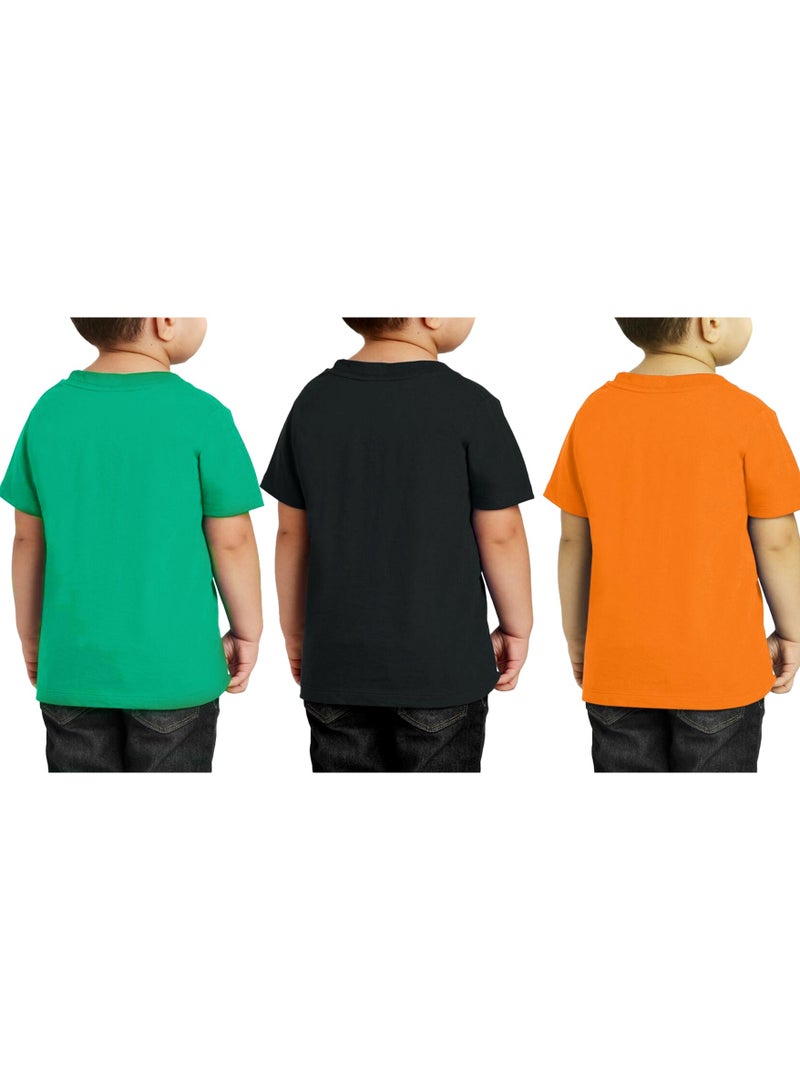 Kids Multi Color Combo Printed Design T-shirt For Boys - Fashionable Short Sleeve T-Shirt - Casual Daily Shirt For Kids - Assorted Colors