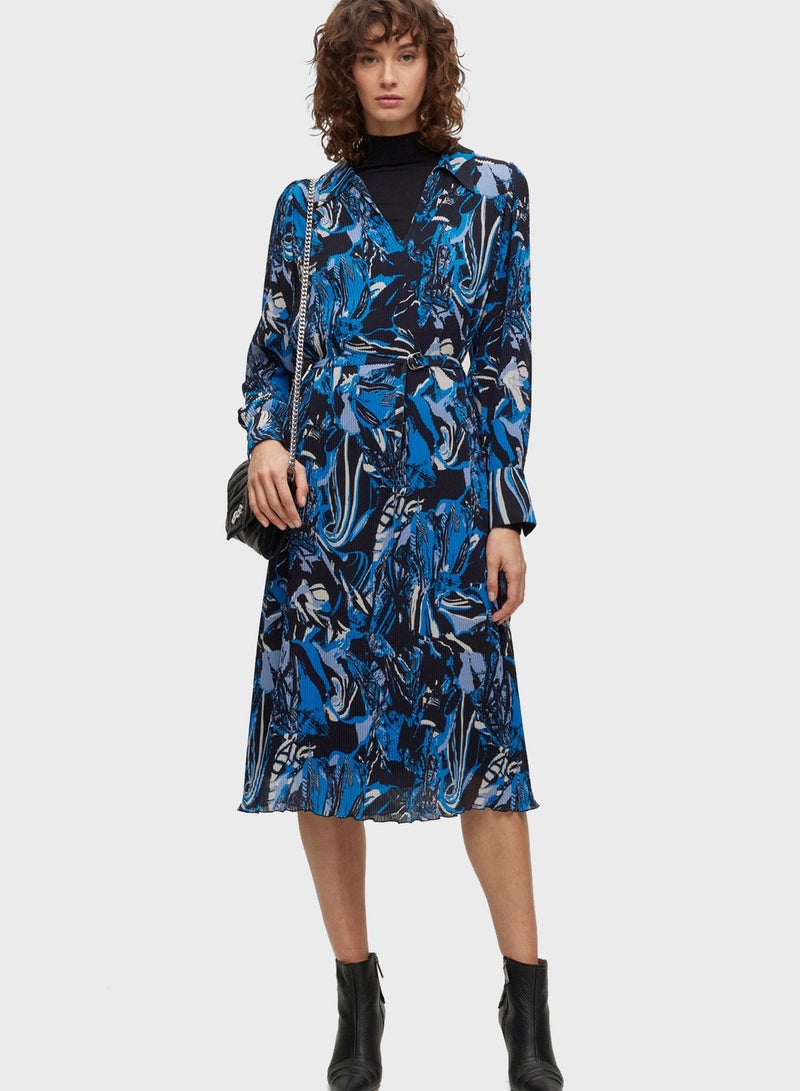 Floral Print Belted Dress