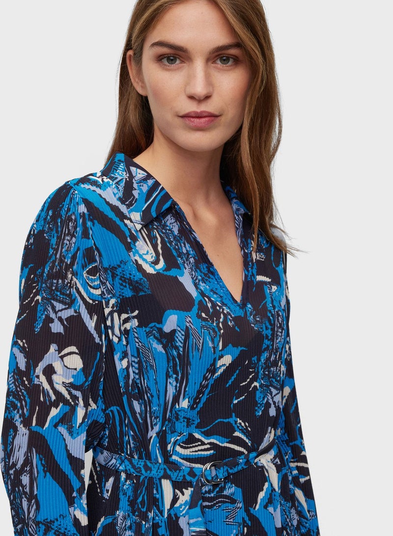 Floral Print Belted Dress