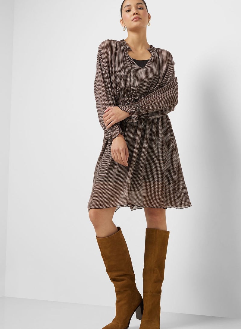 V-Neck Tie Detail Dress