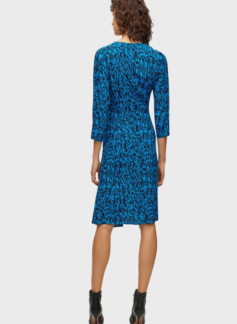 Surplice Neck Puff Sleeve Dress