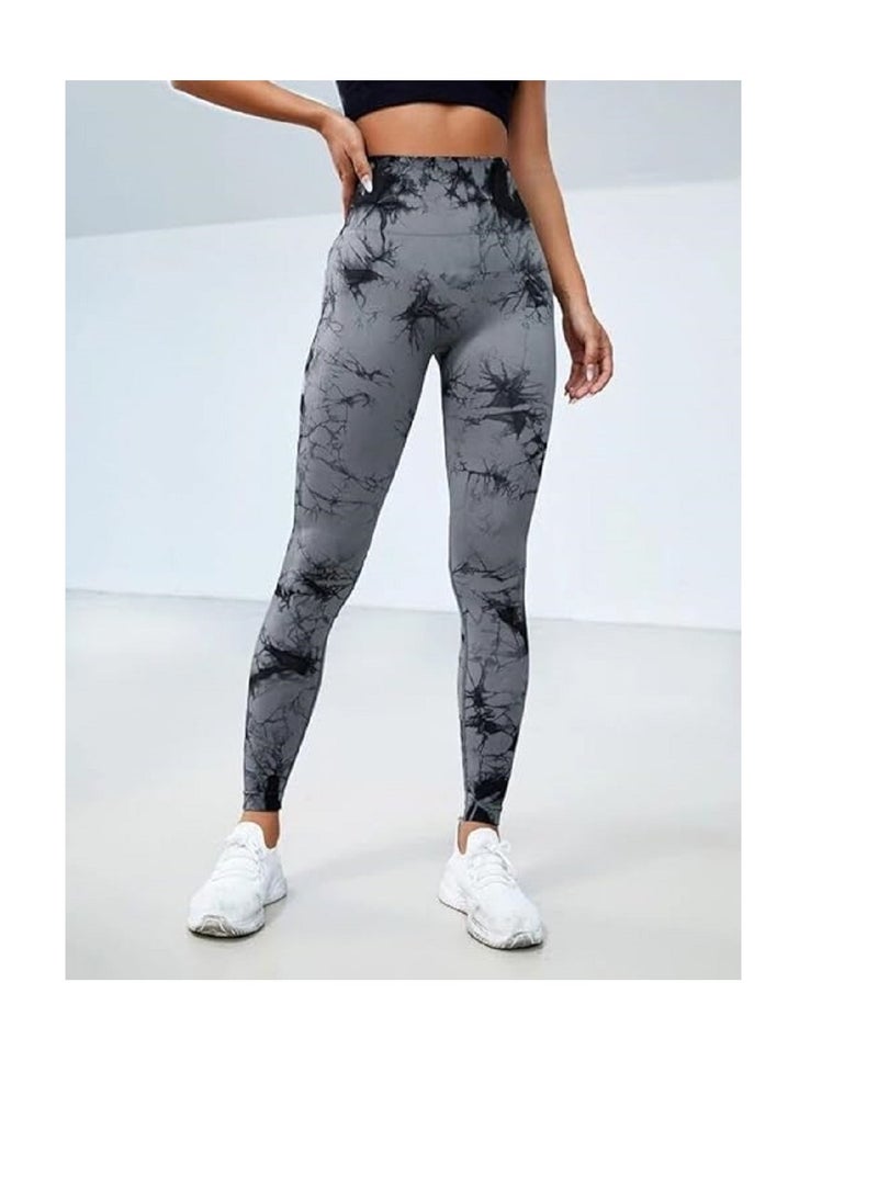 LESS DRAMA Curve-Hugging Marble Leggings for Women | High Waisted Hip Lift Leggings | Workout Yoga Tummy Control Compression Pants | Anti-Cellulite Athleisure Tights