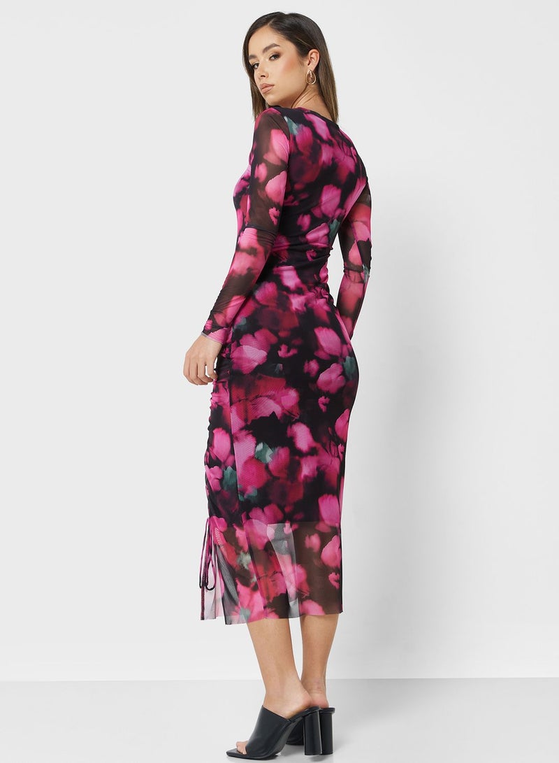 Floral Print Bodycon Dress