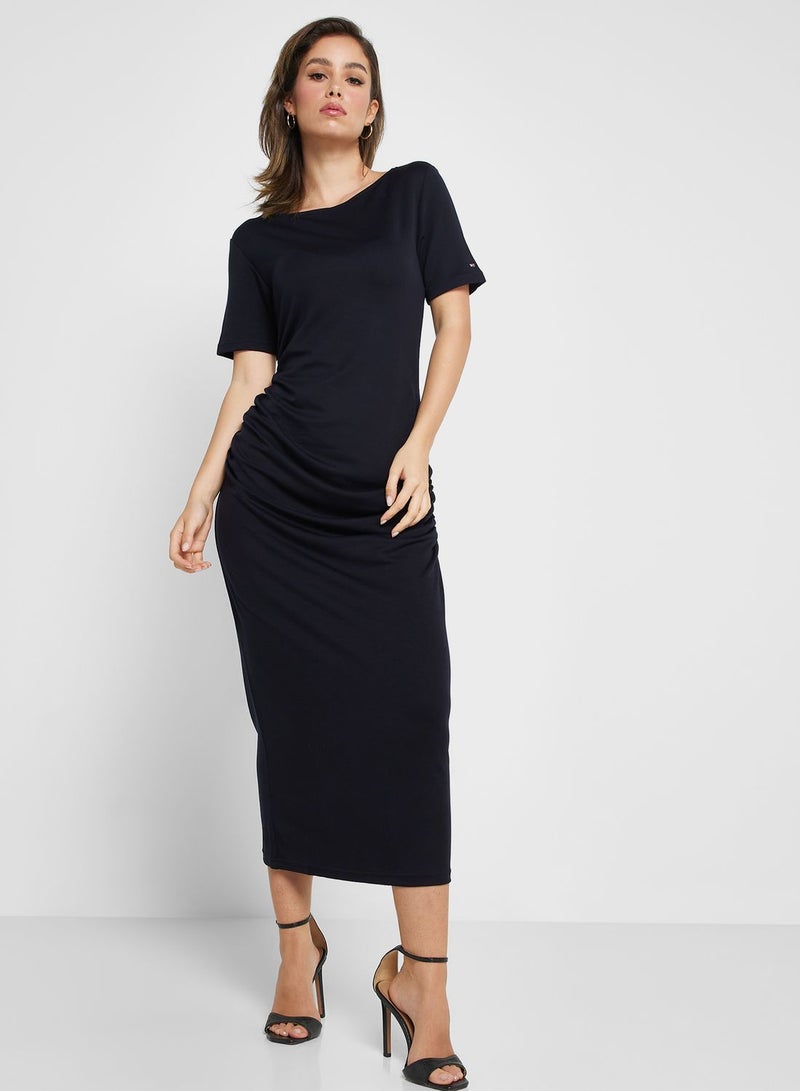 Boat Neck Knitted Dress