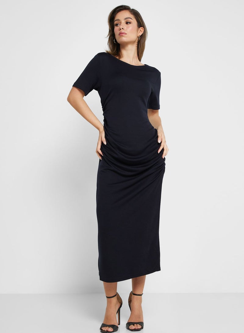 Boat Neck Knitted Dress