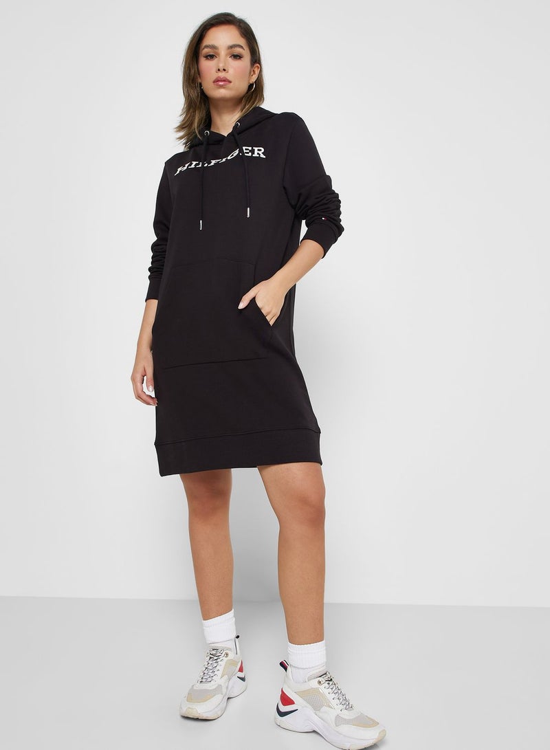 Embroidered Logo Hooded Dress