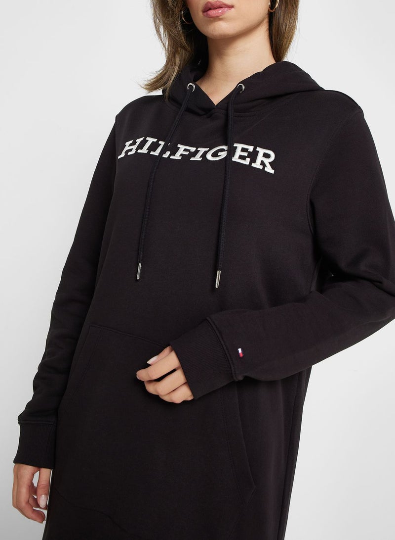 Embroidered Logo Hooded Dress