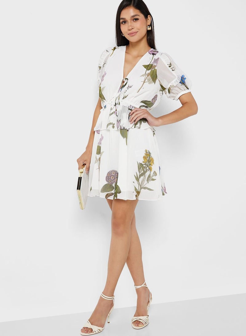 Printed V-Neck Dress