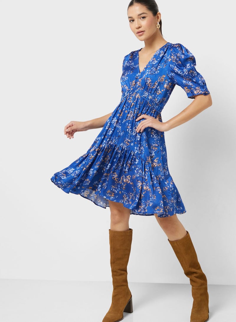 Printed Puff Sleeve Dress