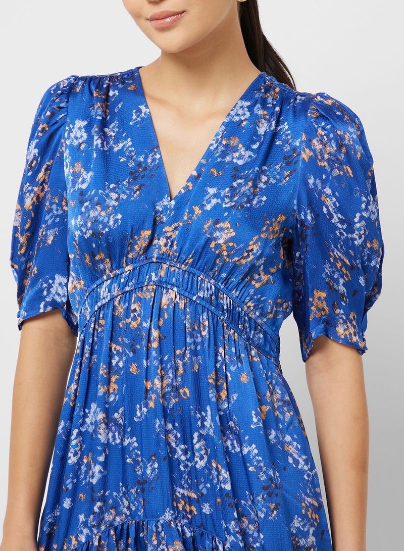 Printed Puff Sleeve Dress