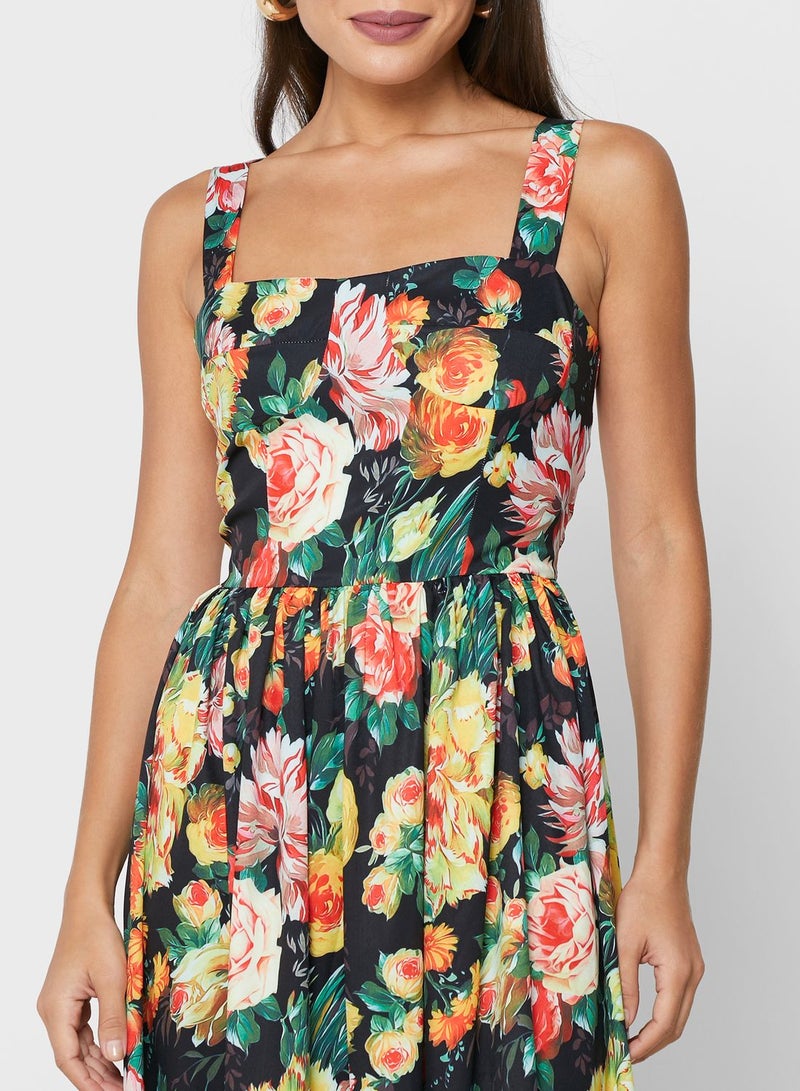 Floral Print Fit & Flare Dress