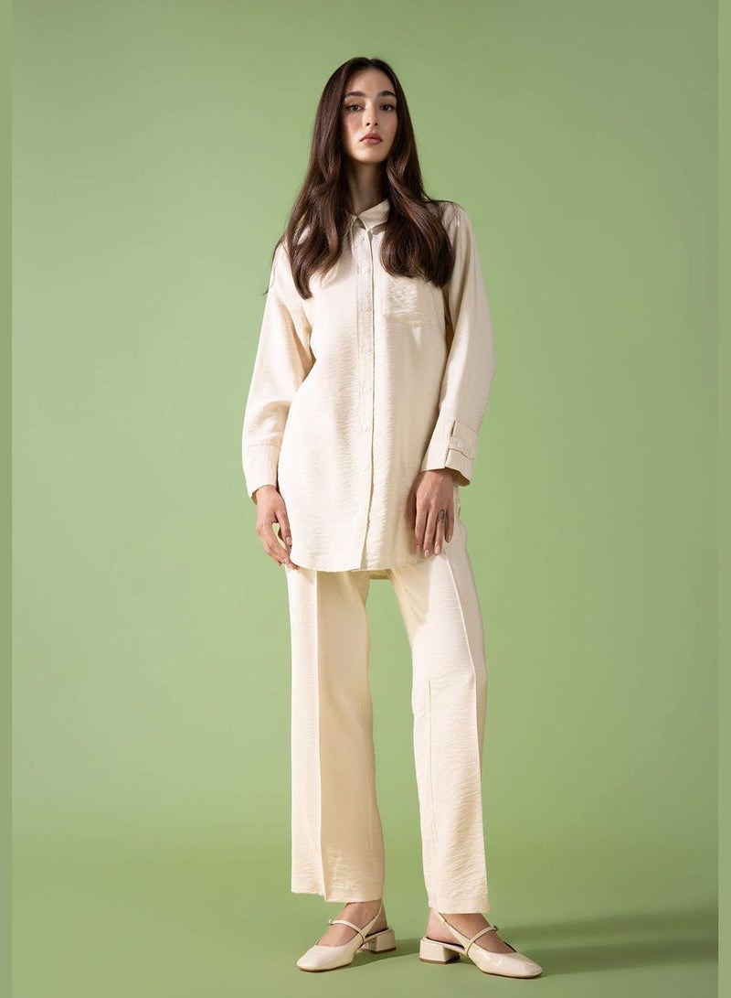 Woman Woven Long Sleeve Tunic
