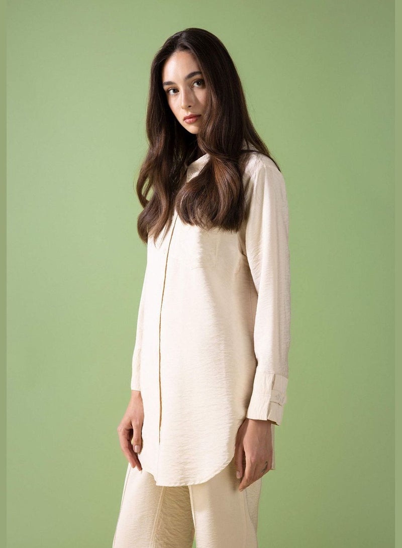 Woman Woven Long Sleeve Tunic