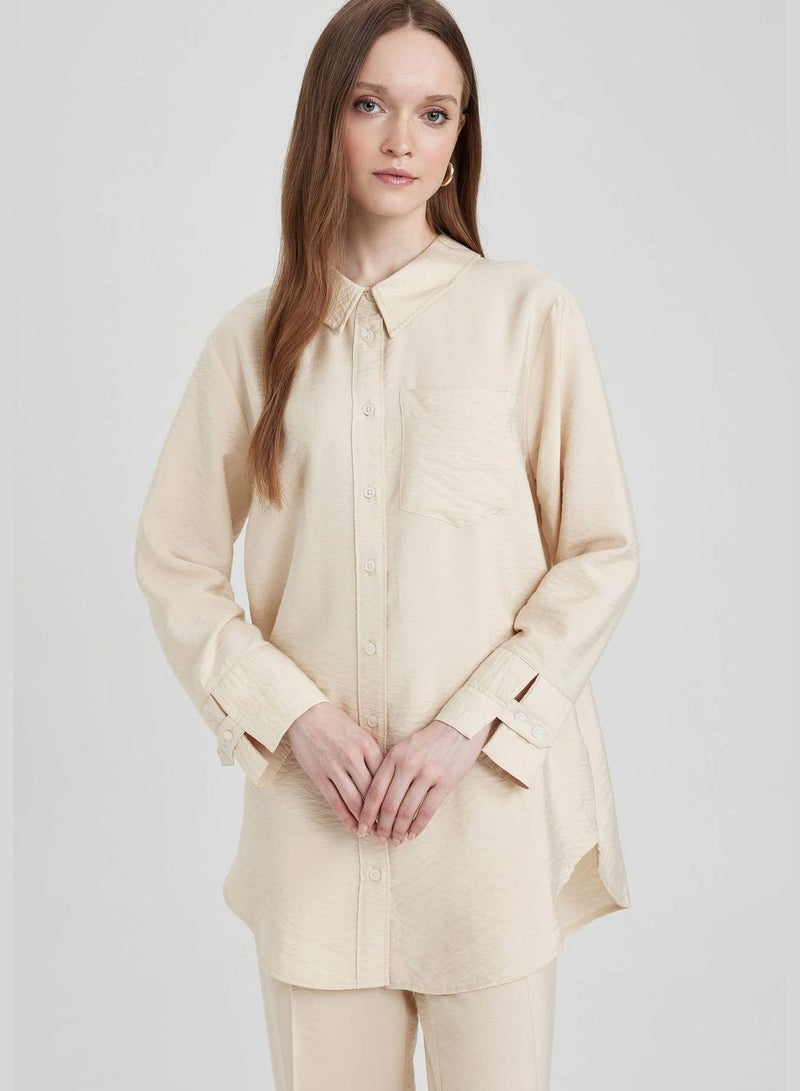 Woman Woven Long Sleeve Tunic