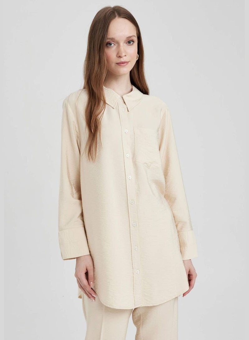 Woman Woven Long Sleeve Tunic