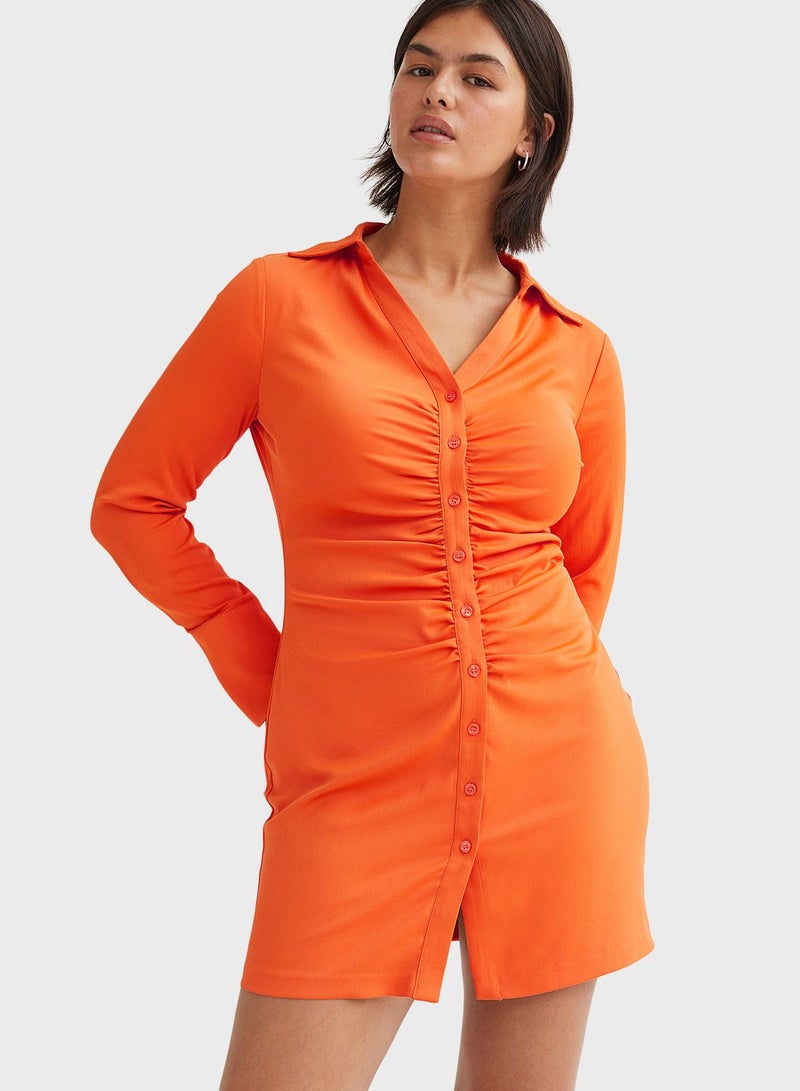 Shirred Mini Dress