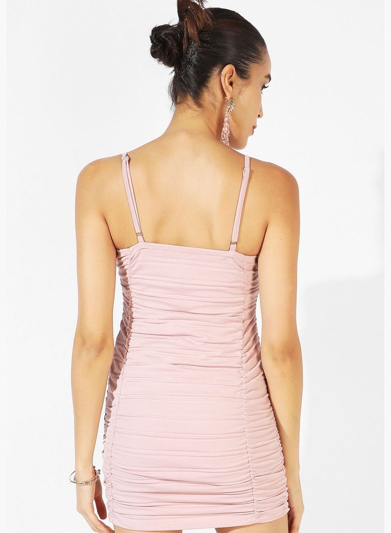 Solid Spaghetti Strap Sleeveless Dress