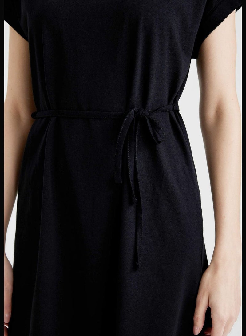 Relaxed Fit Basic Drawstring Dress