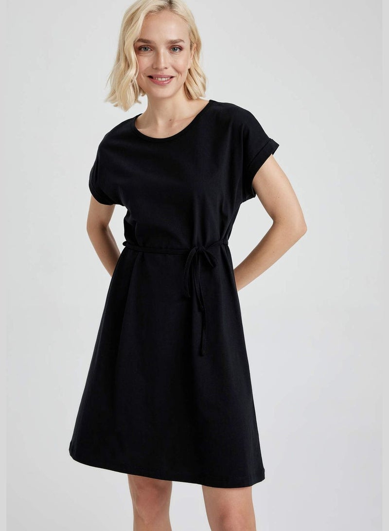 Relaxed Fit Basic Drawstring Dress