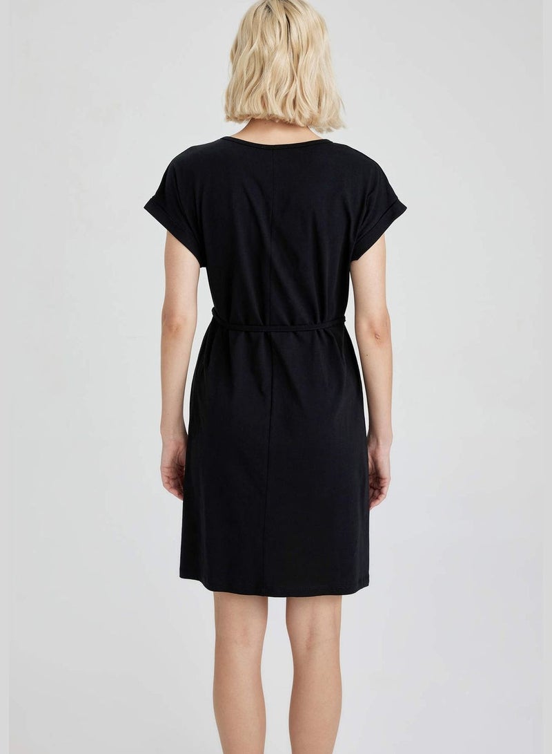 Relaxed Fit Basic Drawstring Dress