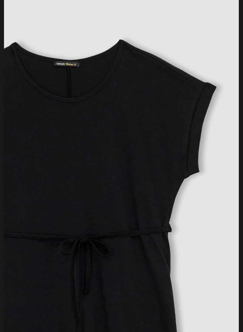Relaxed Fit Basic Drawstring Dress