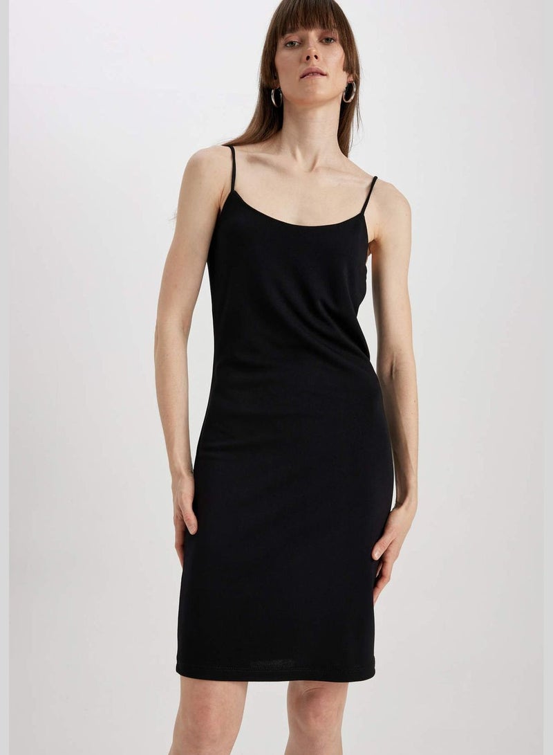 Woman Square Neck Short Sleeve Knitted Dress