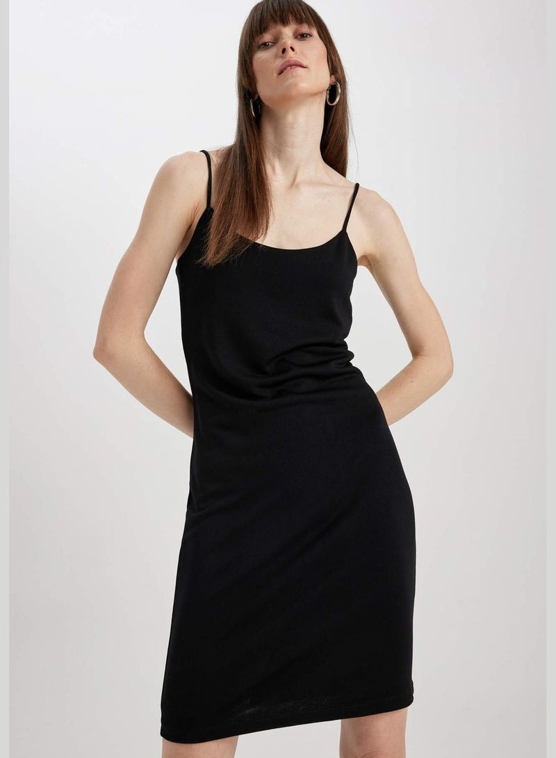 Woman Square Neck Short Sleeve Knitted Dress
